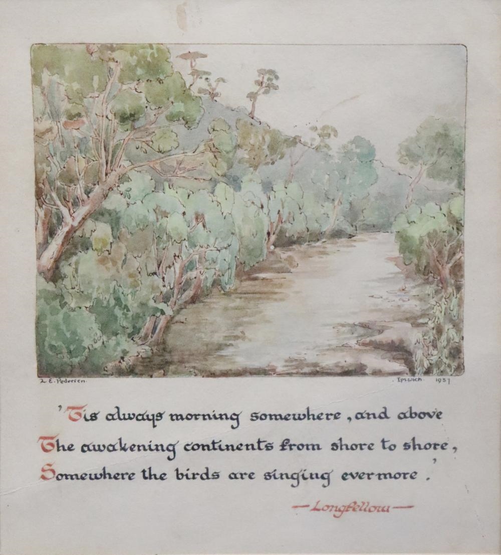 Artwork by Ella Lillian Pedersen, 1937 IPSWICH LONGFELLOW ILLUSTRATION, Made of Watercolour