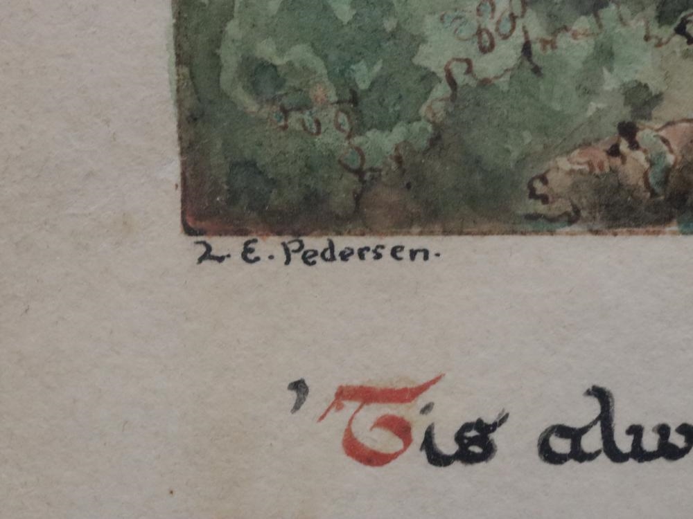 Artwork by Ella Lillian Pedersen, 1937 IPSWICH LONGFELLOW ILLUSTRATION, Made of Watercolour