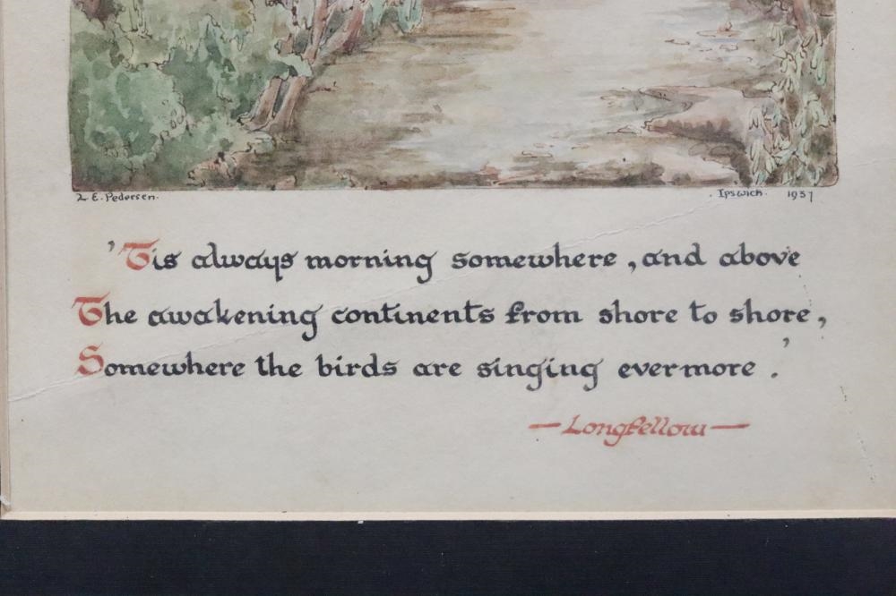 Artwork by Ella Lillian Pedersen, 1937 IPSWICH LONGFELLOW ILLUSTRATION, Made of Watercolour
