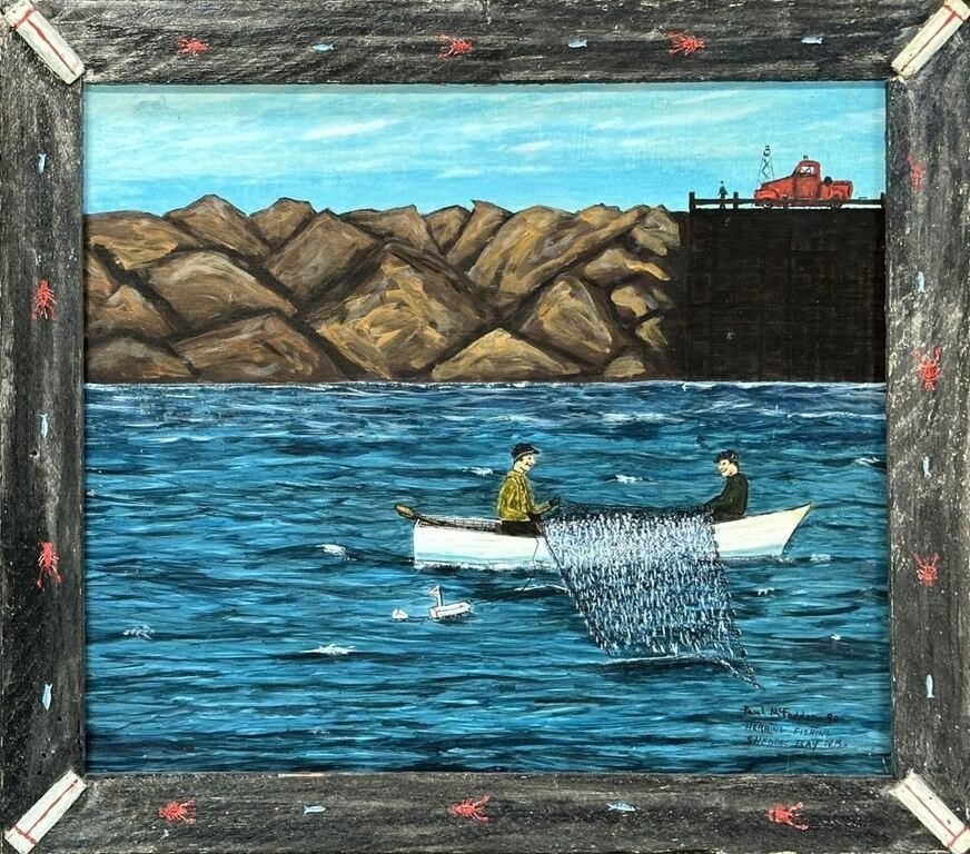 Artwork by Paul Mcfadden, HERRING FISHING SHEDIAC BAY, Made of Oil on board