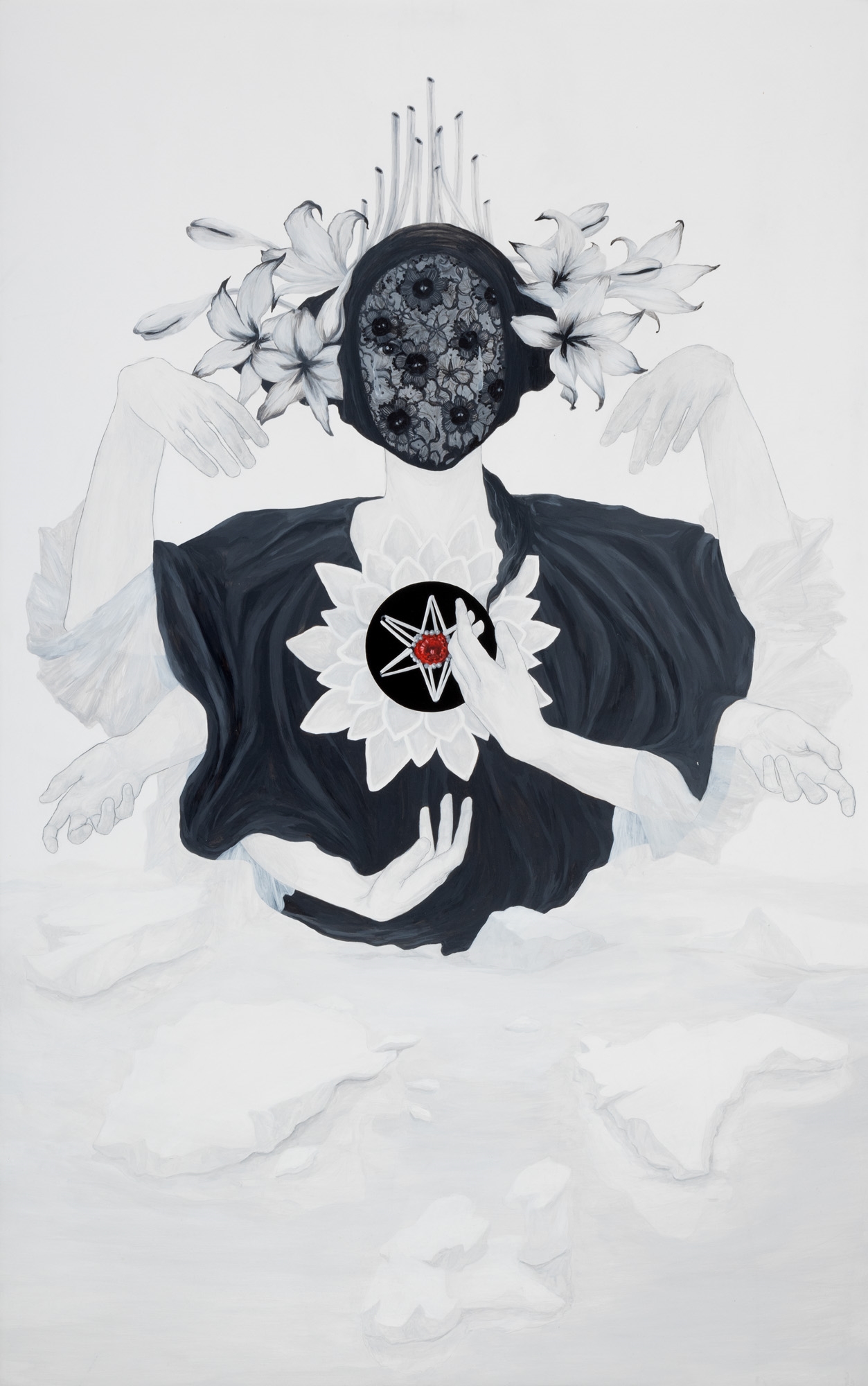 Artwork by Amalia Dulhan, Melancholia [2013, Made of acrylic and graphite on plywood