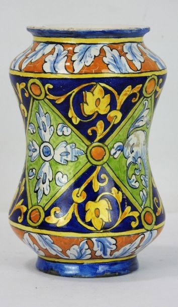 Artwork by Ulysse Besnard, Small polychrome earthenware albarello decorated with fantastical animals, Made of polychrome earthenware