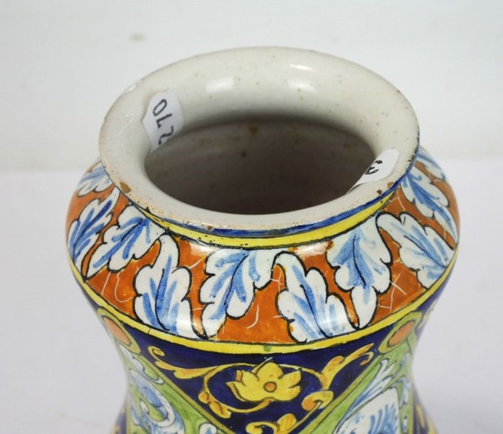 Artwork by Ulysse Besnard, Small polychrome earthenware albarello decorated with fantastical animals, Made of polychrome earthenware