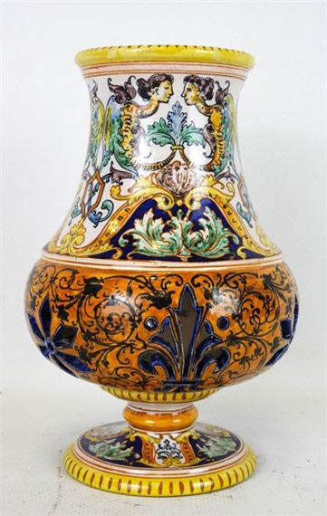 Blois: polychrome earthenware candle jar by Ulysse Besnard, 1872