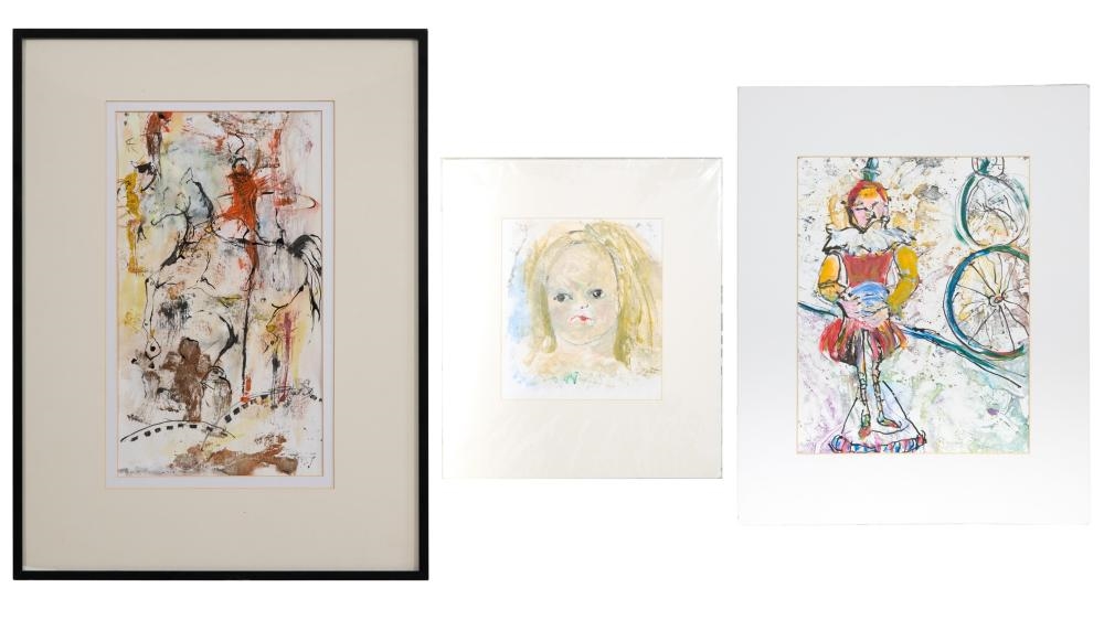 Artwork by Sandra Halat, Three Works on Paper, Made of mixed media drawing on paper, monoprint on paper