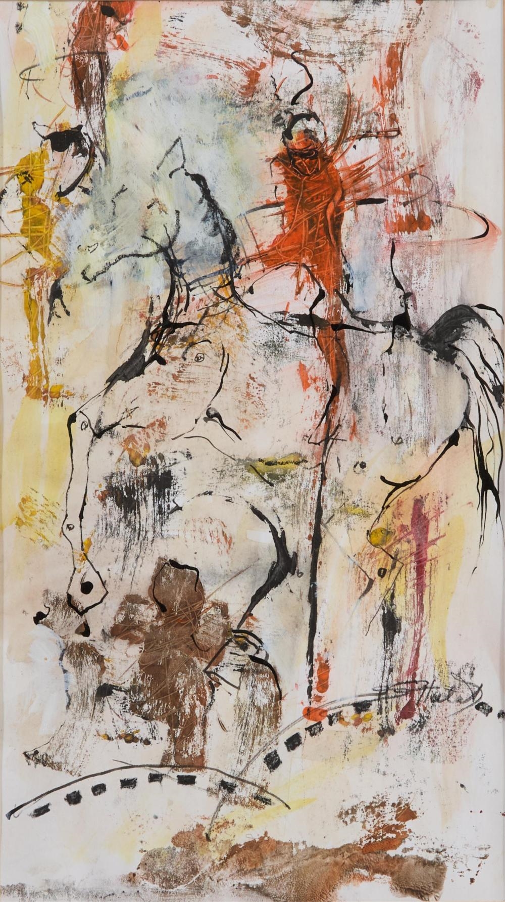Artwork by Sandra Halat, Three Works on Paper, Made of mixed media drawing on paper, monoprint on paper