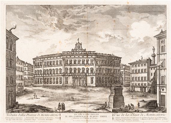 VIEW OF THE PIAZZA DI MONTE CITORIO by Jean Barbault, 18th c