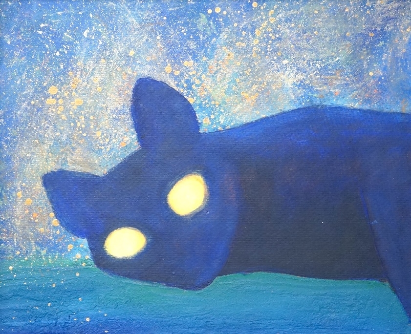 Artwork by Eve Poland, Abstract study of a cat, Made of oil on board