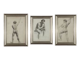 A Group of Three Male Nudes - Christoffer Wilhelm Eckersberg