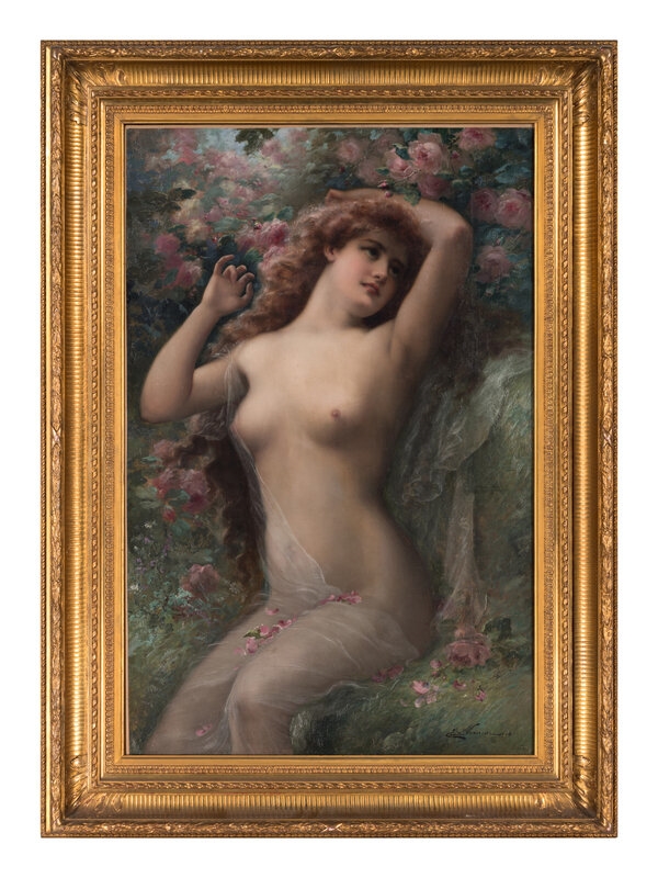 Artwork by Émile Vernon, 
A Beauty Among Roses, 1904, Made of oil on canvas