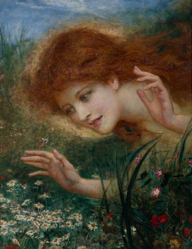Artwork by Henry John Stock, 
Discovering Daisies, 1887-1896, Made of oil on canvas