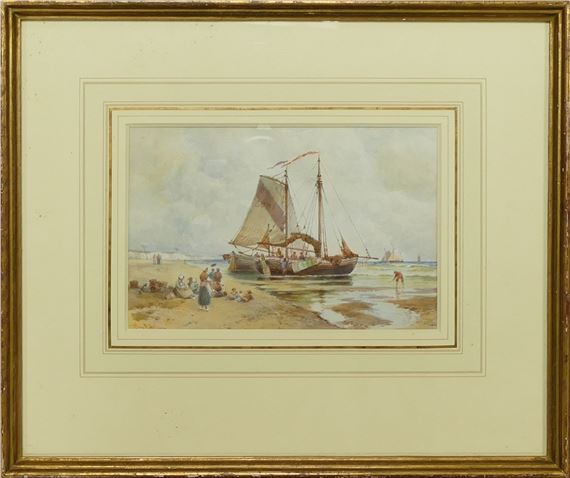 Dutch style fishing scene. - Charles Frederick Allbon