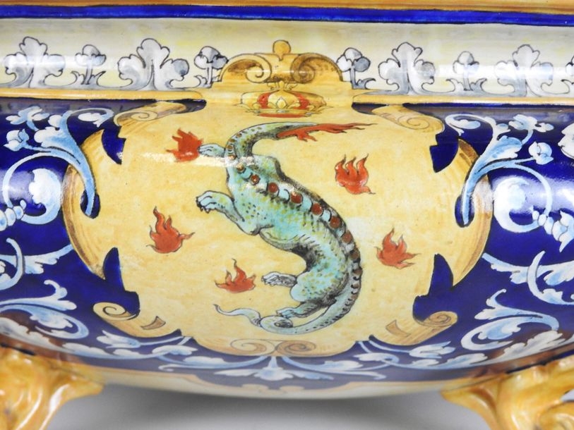 Artwork by Ulysse Besnard, Polychrome earthenware oval planter, Made of polychrome earthenware