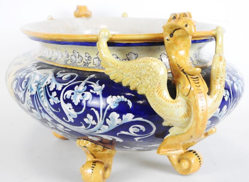 Artwork by Ulysse Besnard, Polychrome earthenware oval planter, Made of polychrome earthenware