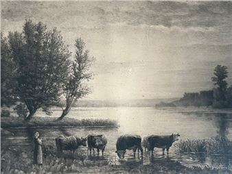 Vaches s'abreuvant - Louis Leterrier