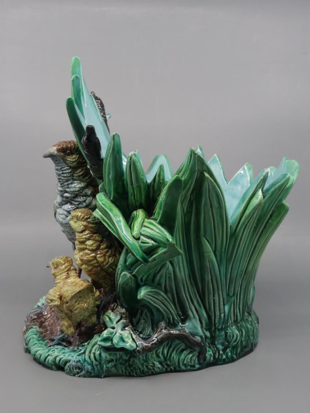 Hugo Lonitz | HUGO LONITZ MAJOLICA FIGURAL SPILL VASE FEATURING ...