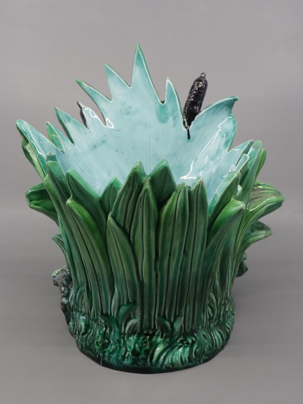 Hugo Lonitz | HUGO LONITZ MAJOLICA FIGURAL SPILL VASE FEATURING ...