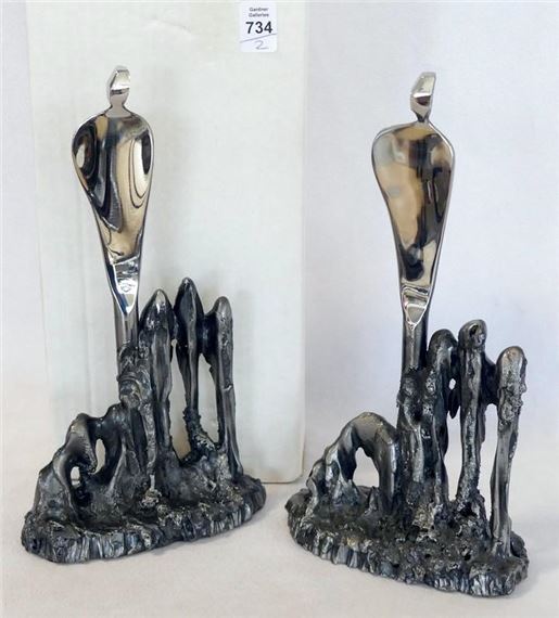 PAIR OF BORIS KRAMER STEEL SCULPTURES