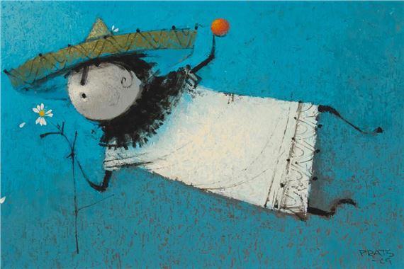 Ramon Prats | Figure wearing a hat and holding a flower (1969) | MutualArt