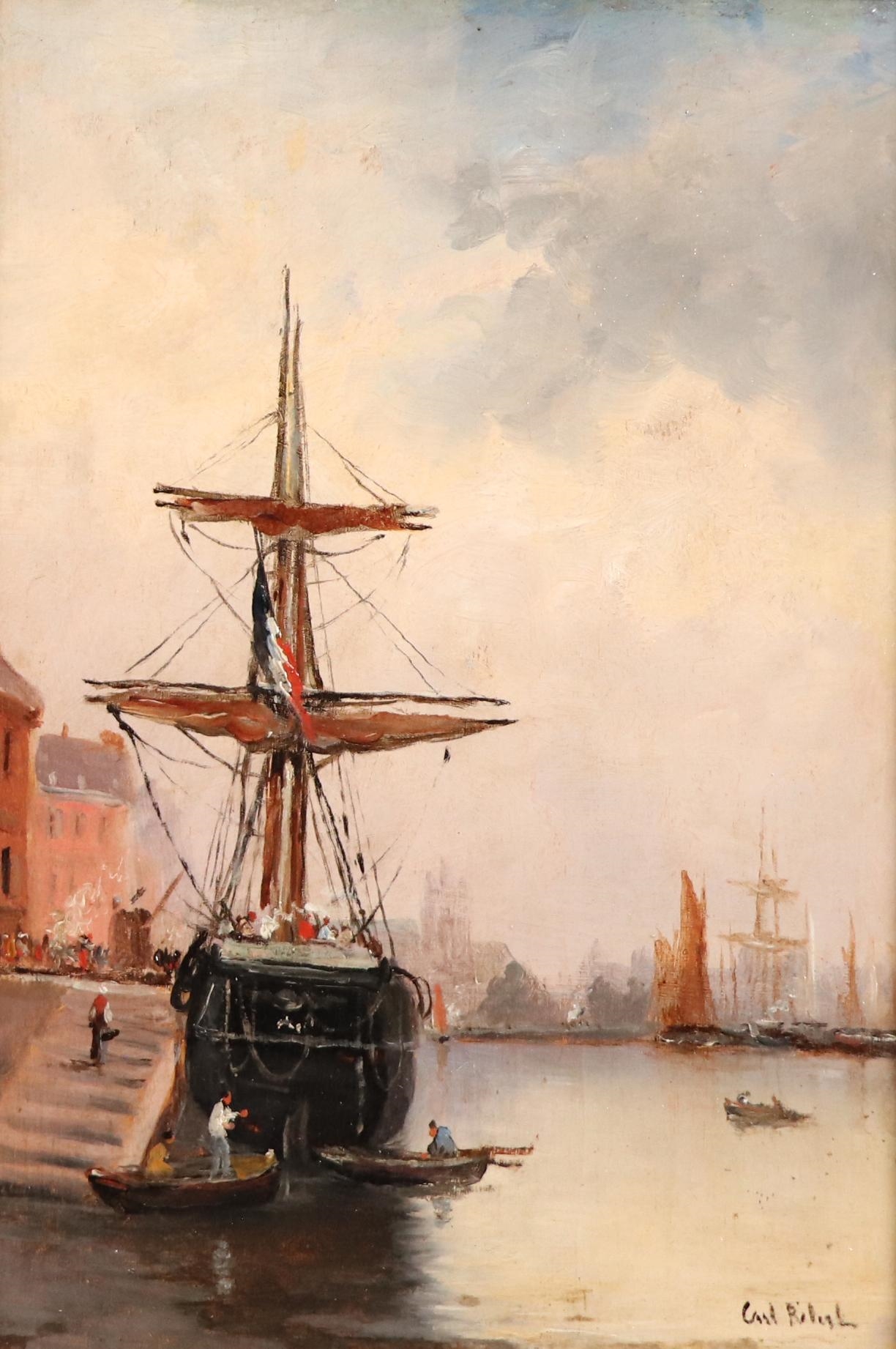 Artwork by Carl Robert, Bateaux au port, Made of Two oils on panel