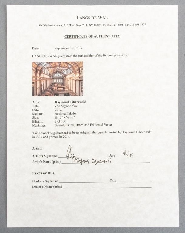 Artwork by Raymond Ciborowski, The Eagle's Nest, Made of Archival Ink-Jet Print in Colors on Paper