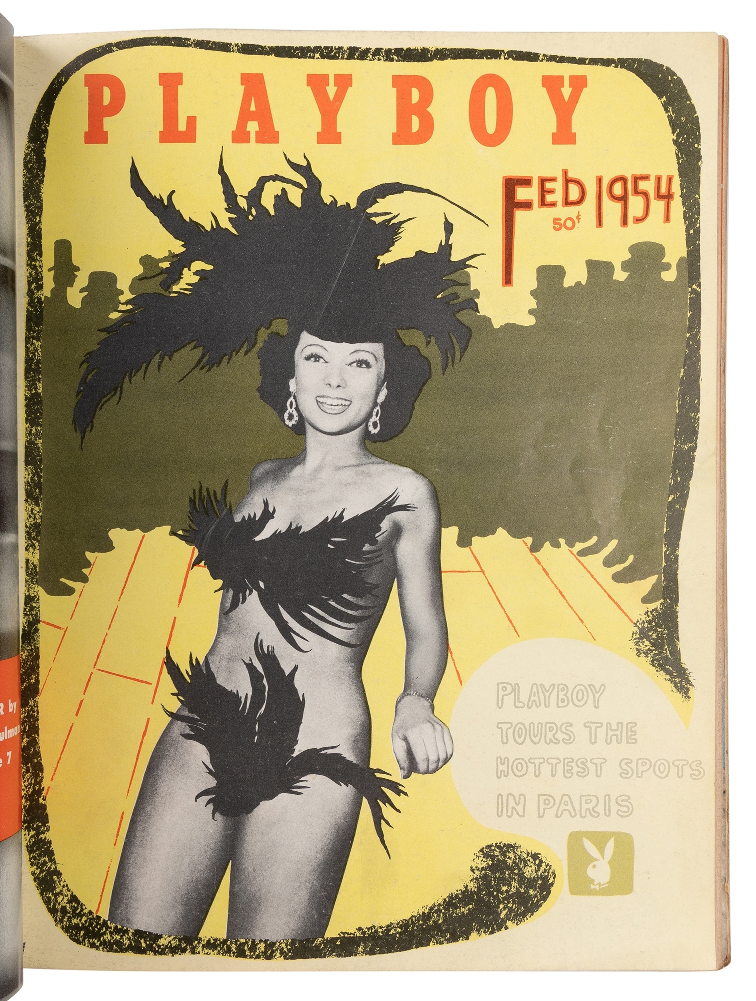 Artwork by Hugh Hefner, Group of bound Playboy magazines, including Vol, Made of dark brown hardcover