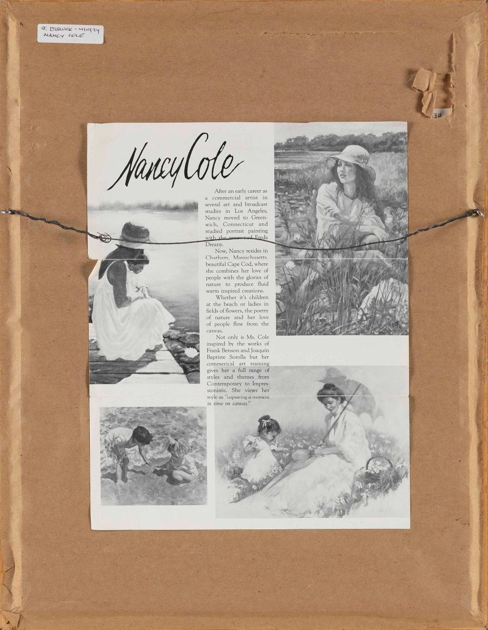 Artwork by Nancy M. Cole, A young child picking daisies, Made of Oil on artist panel