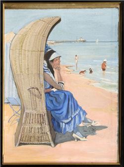 Beach scene Gouache on cardboard Signed lower right 26 x 19 cm Provenance: private collection - Boris Jeremejevich Vladimirsky