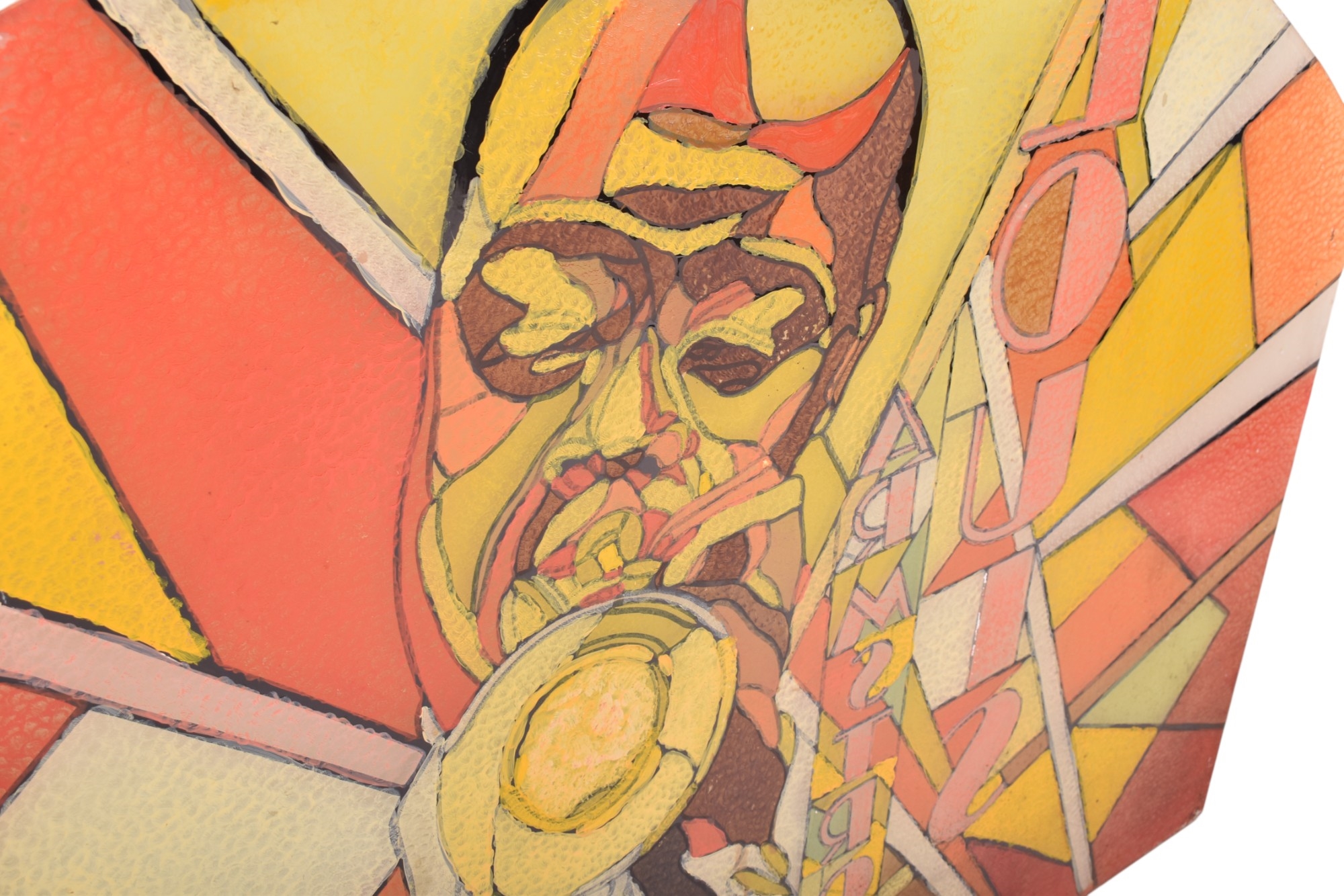 Artwork by Louis Armstrong , LARGE HAND-PAINTED GLASS WINDOW PANEL, Made of painted glass panel