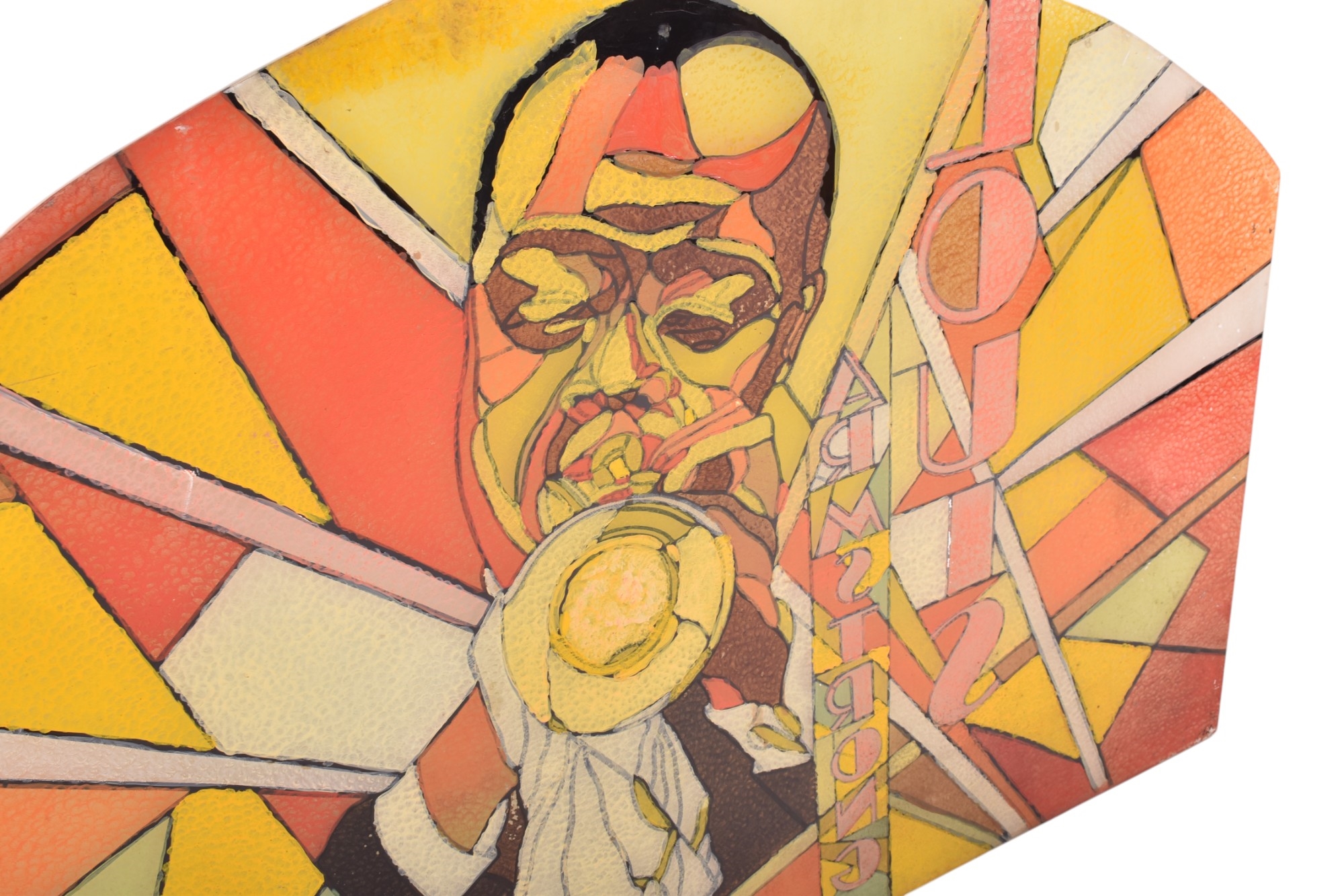 Artwork by Louis Armstrong , LARGE HAND-PAINTED GLASS WINDOW PANEL, Made of painted glass panel