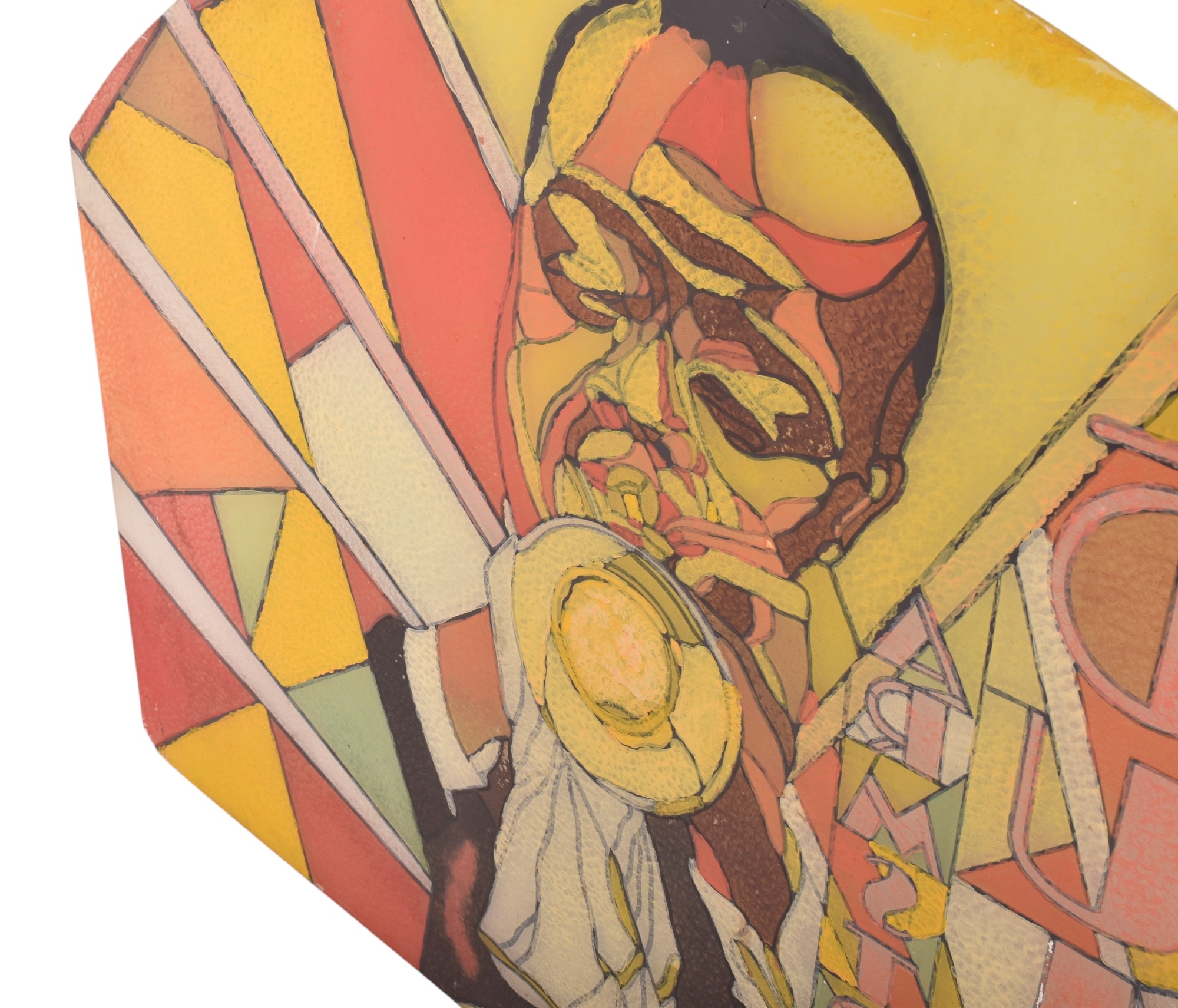 Artwork by Louis Armstrong , LARGE HAND-PAINTED GLASS WINDOW PANEL, Made of painted glass panel