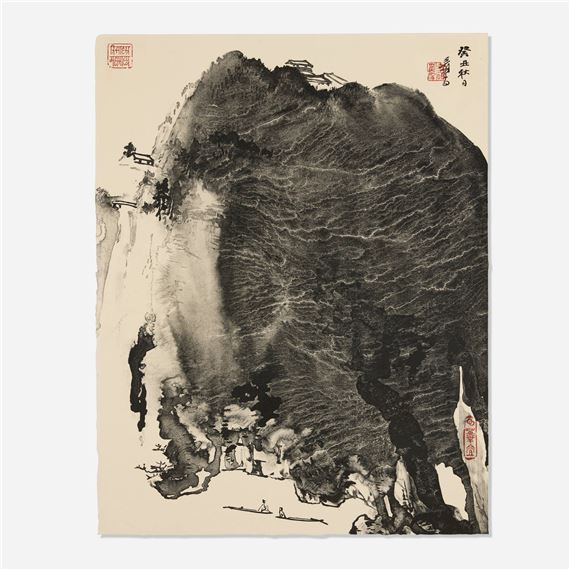 Temple in the Mountain by Zhang Daqian, 1973