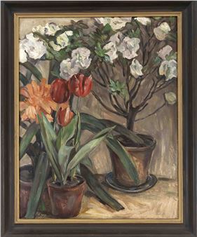 Rote Tulpen und Azalee - Hermann Fitger