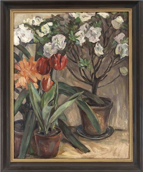 Rote Tulpen und Azalee - Hermann Fitger