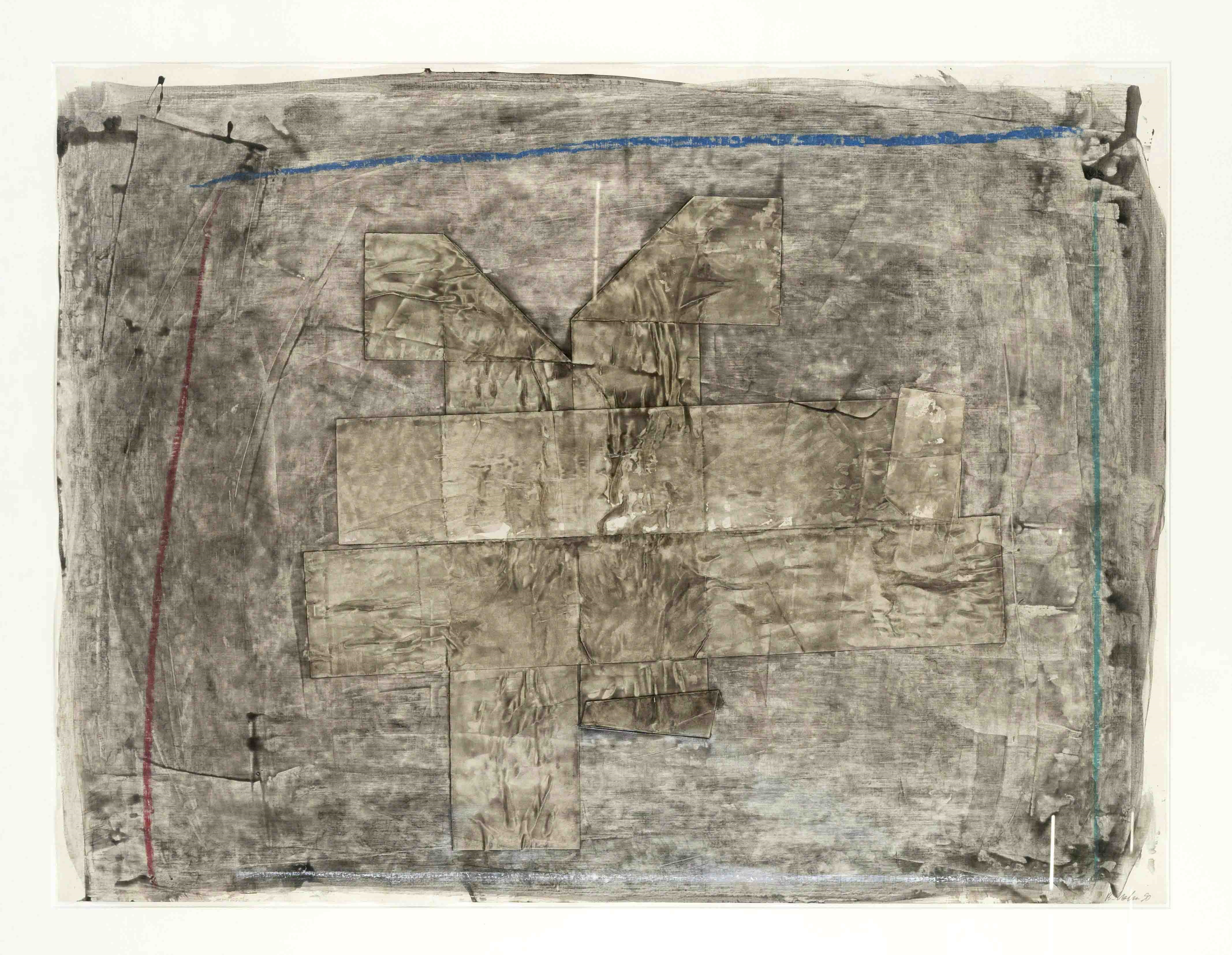 Artwork by Bernd Hahn, Komposition, Made of Mischtechnik Mit Collage Auf Papier