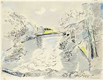 Impressionistische Uferpartie an der Alster - Irma Weiland