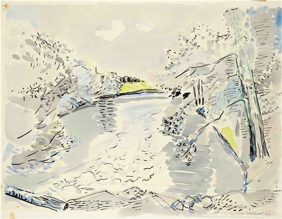 Impressionistische Uferpartie an der Alster - Irma Weiland