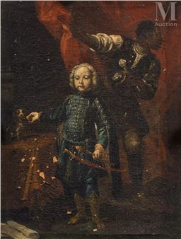 Portrait d’un petit prince autrichien avec son serviteur - Luigi Crespi