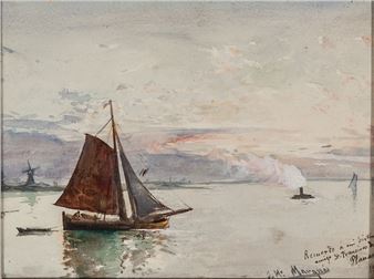 Marina with Sailboat - Jose Maria Marques