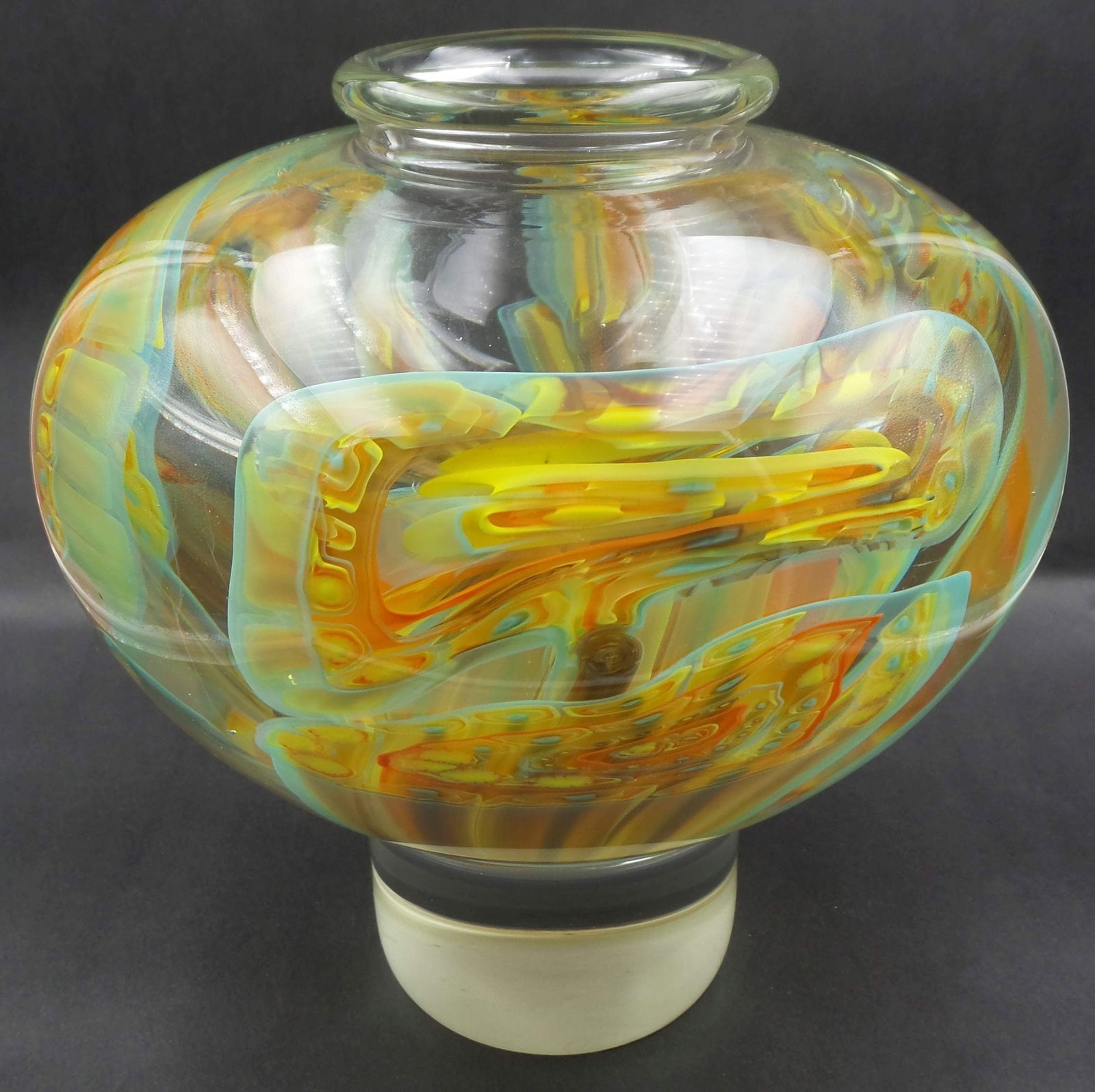Artwork by Joseph Nielander, Very Unusual, Large & Heavy JOSEPH NIELANDER Mouthblown Art Glass Vase