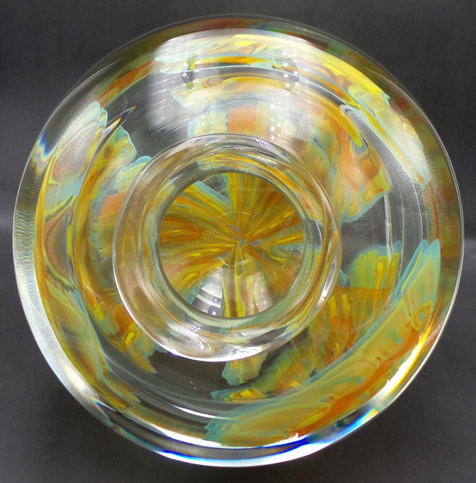 Artwork by Joseph Nielander, Very Unusual, Large & Heavy JOSEPH NIELANDER Mouthblown Art Glass Vase