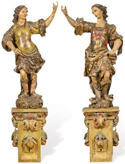 Pareja de ángeles - Colonial School, 17th Century