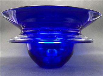 Stunning Vintage JOSEPH NIELANDER Deep Blue Mouthblown Saturn Art Glass Bowl - Joseph Nielander