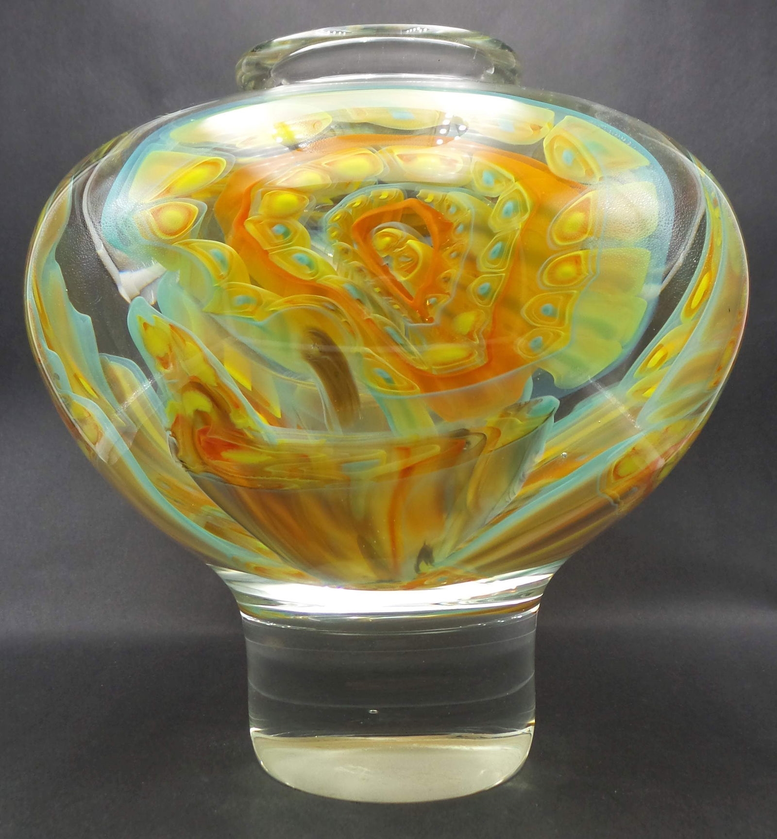 Artwork by Joseph Nielander, Very Unusual, Large & Heavy JOSEPH NIELANDER Mouthblown Art Glass Vase