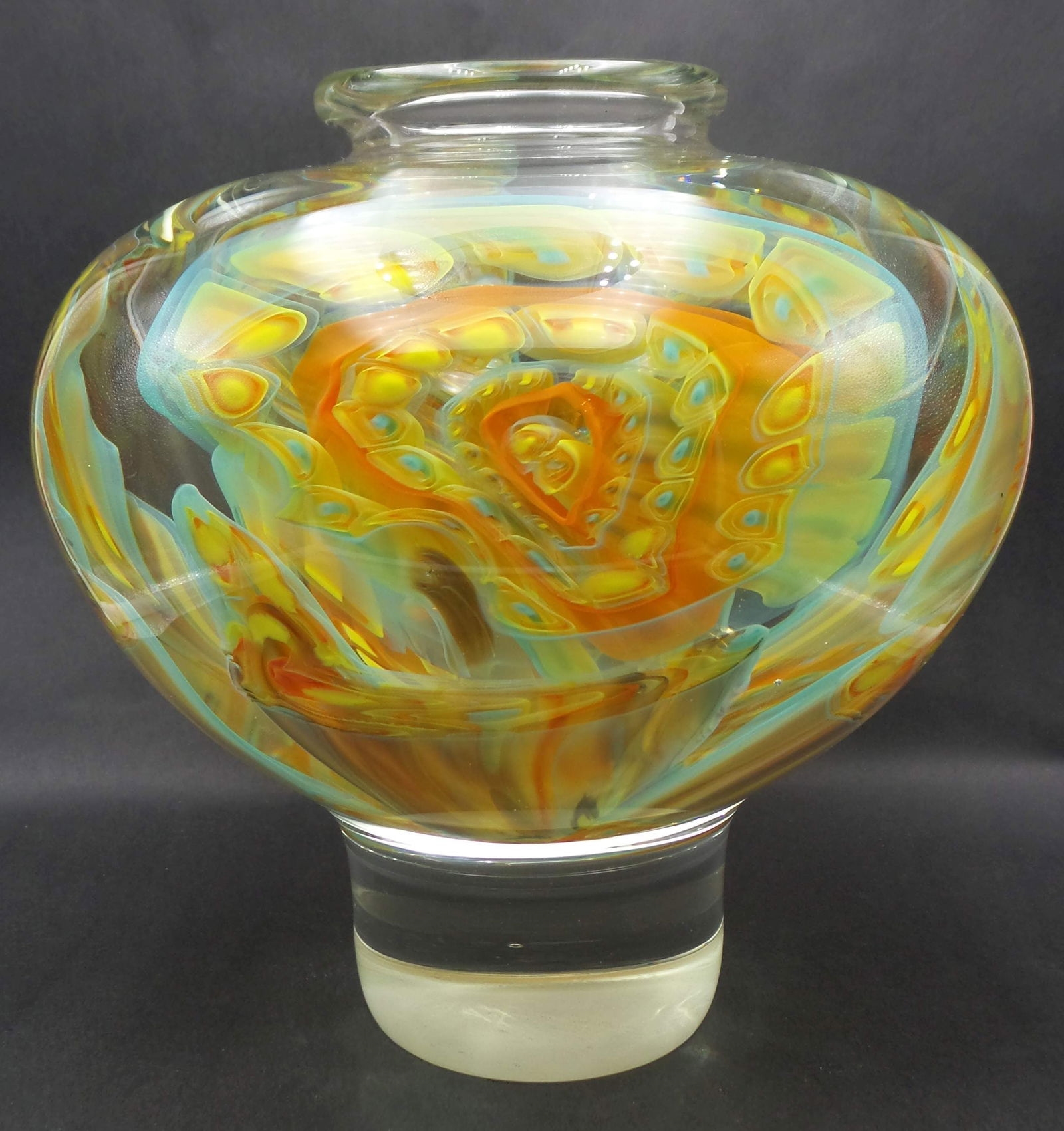 Artwork by Joseph Nielander, Very Unusual, Large & Heavy JOSEPH NIELANDER Mouthblown Art Glass Vase