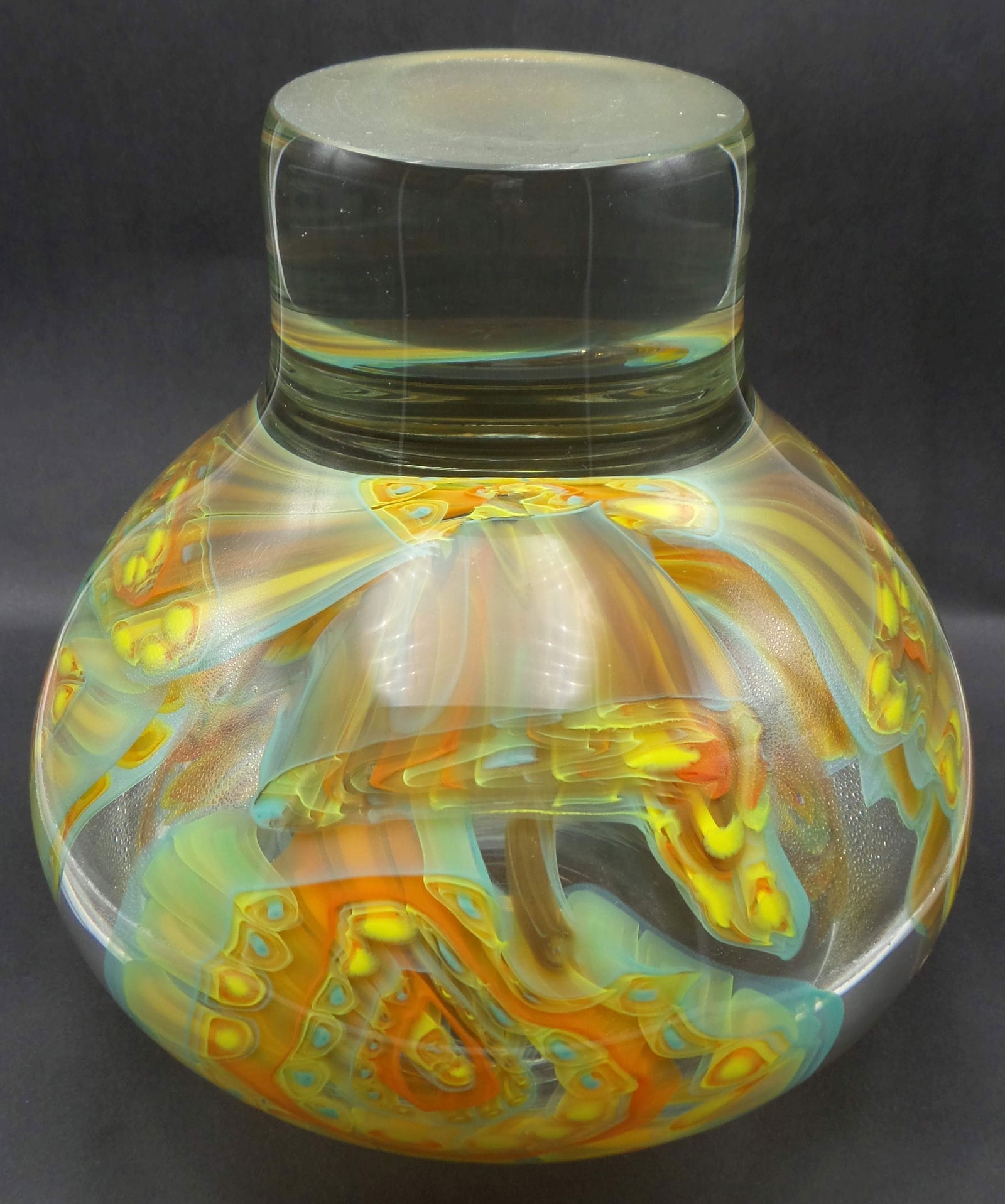 Artwork by Joseph Nielander, Very Unusual, Large & Heavy JOSEPH NIELANDER Mouthblown Art Glass Vase