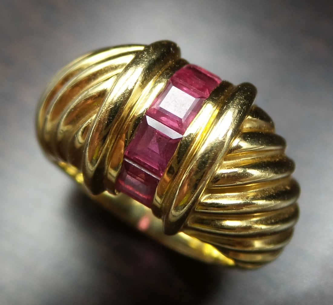 David Yurman | Rare Vintage DAVID YURMAN 18K Gold & Ruby Dome Ring ...