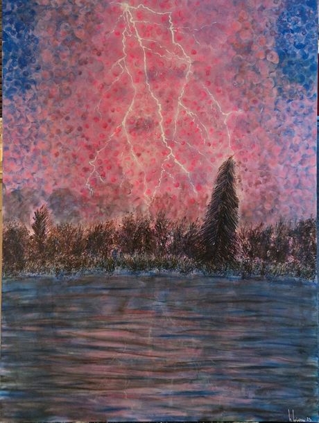 Artwork by Hervé Loiseau, Eclair sur Seine, Made of Painting on canvas