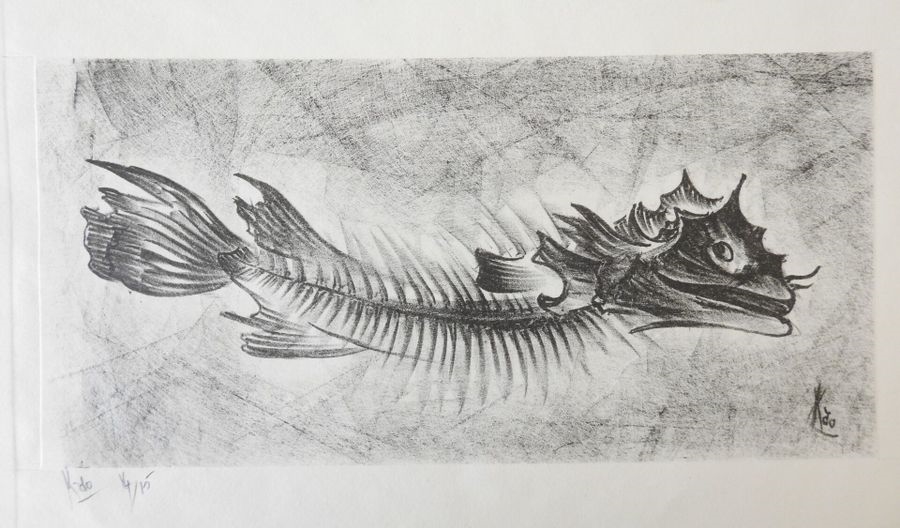 Artwork by Claude Collas, Claude COLLAS dit KAO - XXeme - Fish. Print. Signed in graph - Lot 144, Made of Print