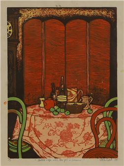 Still Life with Teapot and Screen 1974; - Joan Lock